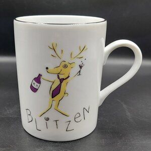 RARE Pottery Barn Christmas Holiday Reindeer BLITZEN Mug Made in Japan EUC